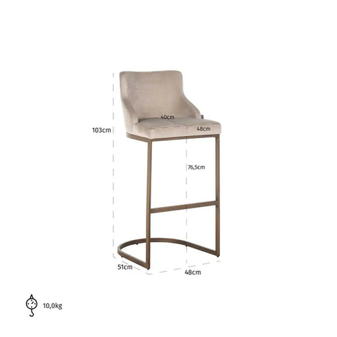 Bolton Quartz & Gold Bar Stool