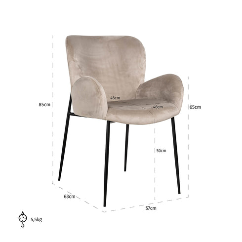 Samba Taupe Velvet Arm Chair