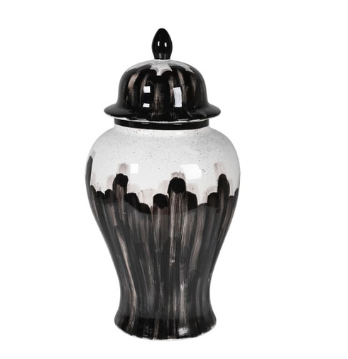 Grey & Black Paint Effect Ginger Jar
