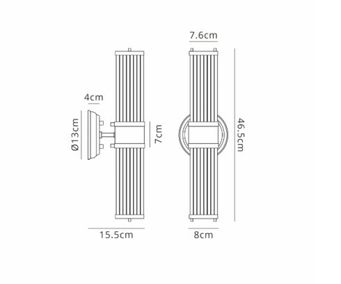 Tulum Antique Brass 2 Light Full Length Wall Lamp