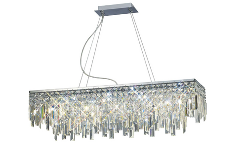 Maddie Pendant Linear 6 Light Chrome & Crystal Chandelier