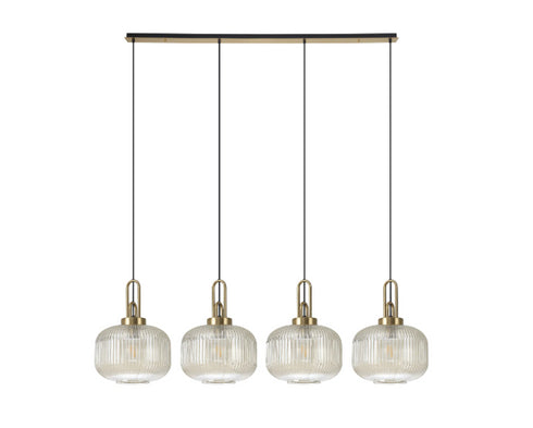 Atmore Brass & Black Plate with 4 Pumpkin Shaped Glass Shades