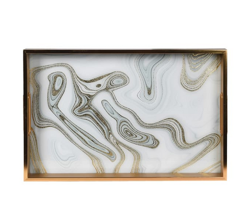 Gold Swirl Rectangular Trays - Set of 2