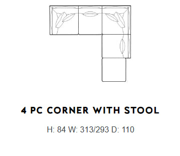 Oscar Pebble 4 Piece Corner Sofa & Stool