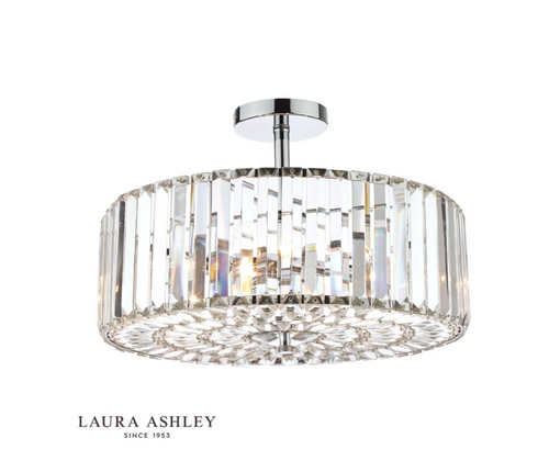 Laura Ashley Fernhurst 4lt Semi Flush Polished Chrome Glass