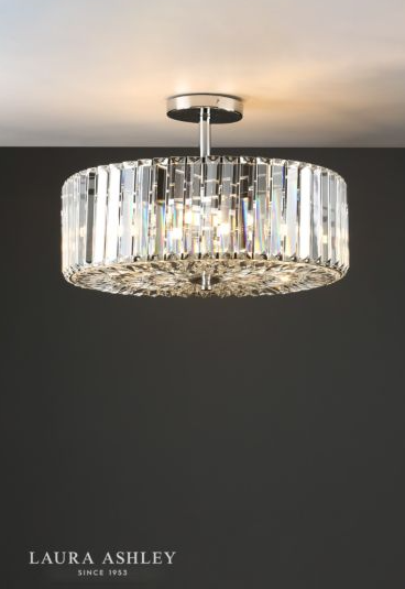 Laura Ashley Fernhurst 4lt Semi Flush Polished Chrome Glass