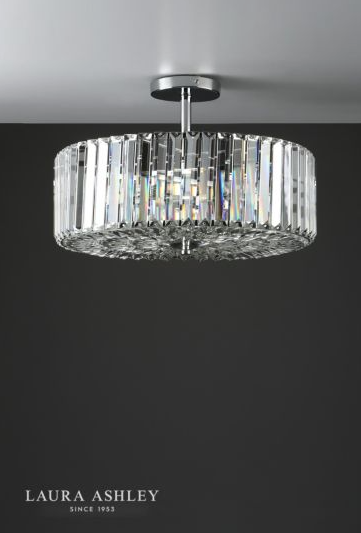 Laura Ashley Fernhurst 4lt Semi Flush Polished Chrome Glass