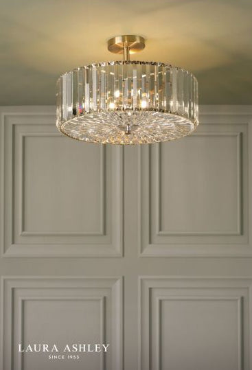 Laura Ashley Fernhurst 4 Light Semi-Flush Crystal and Antique Brass