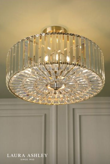 Laura Ashley Fernhurst 4 Light Semi-Flush Crystal and Antique Brass