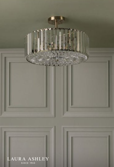 Laura Ashley Fernhurst 4 Light Semi-Flush Crystal and Antique Brass