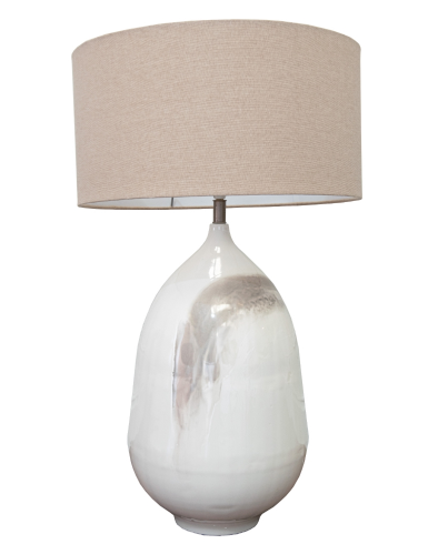 Large White Marble & Taupe Table Lamp
