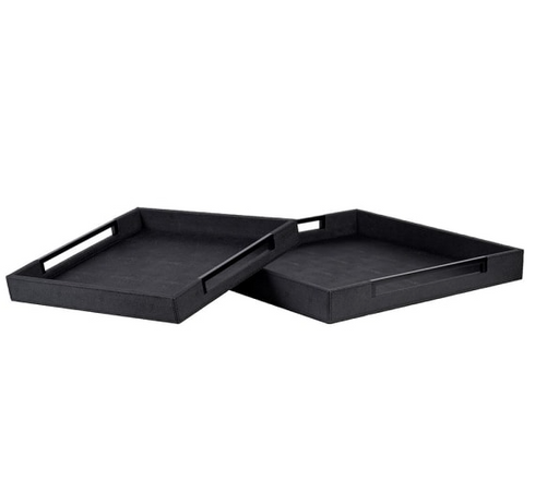 Black Faux Shargreen Tray Set of 2
