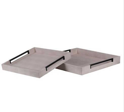 Ivory Faux Shargreen Tray Set of 2