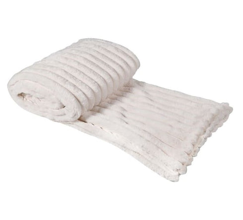Cream Faux Rabbit Throw