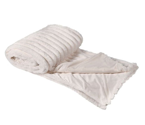 Cream Faux Rabbit Throw