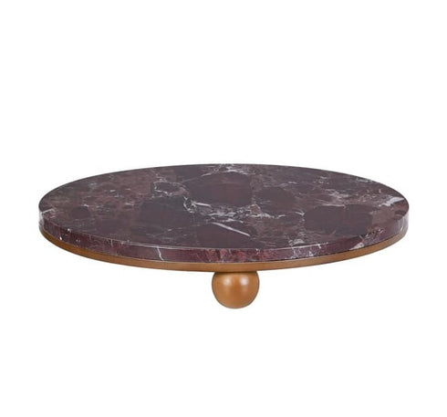 Rosso Marble & Wooden Circle Tray