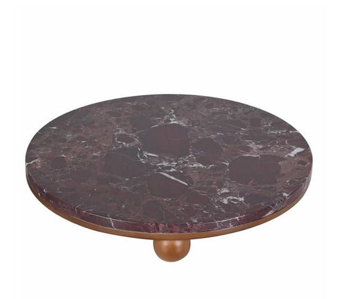 Rosso Marble & Wooden Circle Tray
