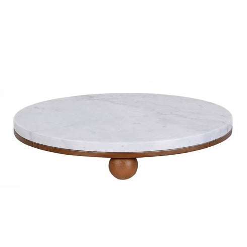 Bianco Marble & Wooden Circle Tray