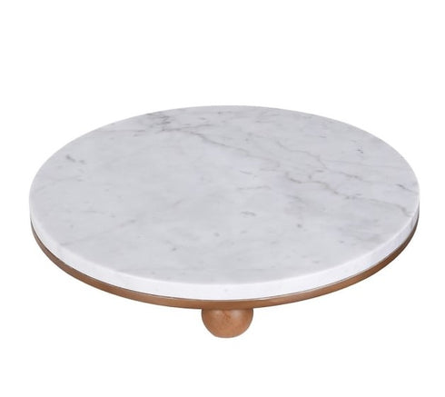 Bianco Marble & Wooden Circle Tray