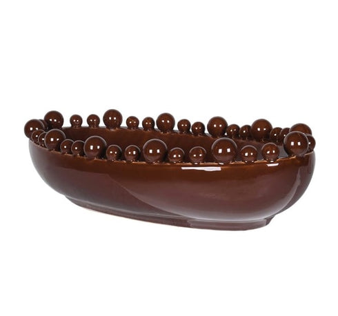 Chocolate Oval Bobble Edged Bowl