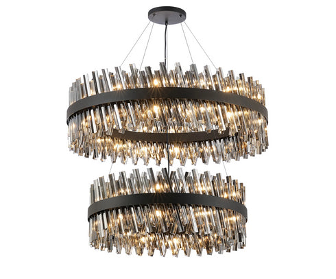 Kade Black Band 2 Tier Chandelier