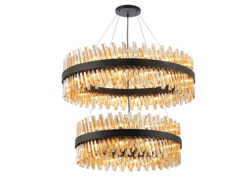 Kade Black Band 2 Tier Chandelier