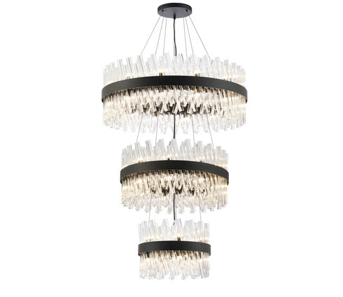 Kade Black Band 3 Tier Chandelier