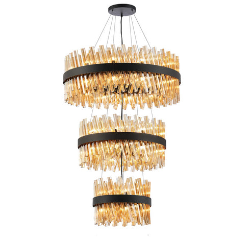 Kade Black Band 3 Tier Chandelier
