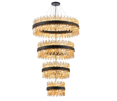 Kade Black Band 4 Tier Chandelier