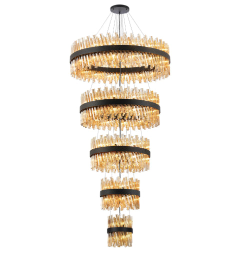 Kade Black Band 5 Tier Chandelier