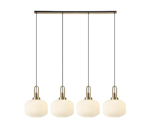 Atmore Brass & Black Plate with 4 Pumpkin Shaped Glass Shades