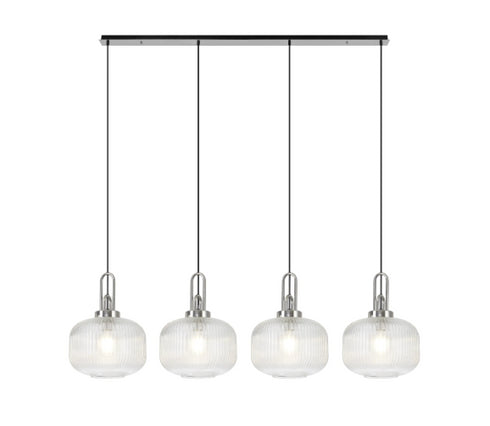 Atmore Nickel & Black Plate with 4 Pumpkin Shaped Glass Shades