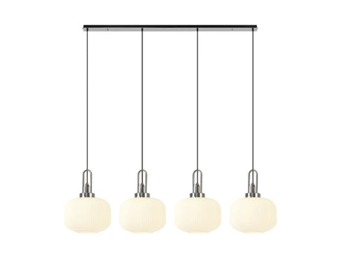 Atmore Nickel & Black Plate with 4 Pumpkin Shaped Glass Shades