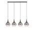 Atmore Black 4 Light Pendant with 4 Smoke Fade Globe Glass Shades