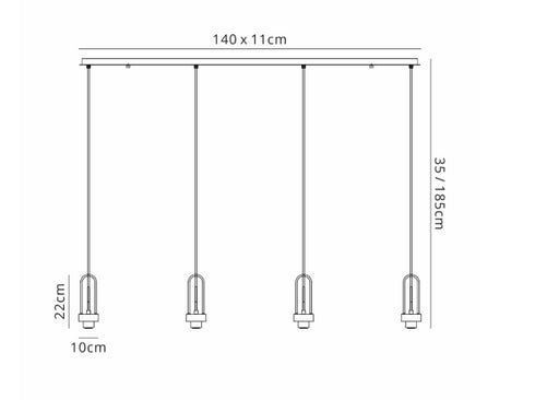 Atmore Black 4 Light Pendant with 4 Smoke Fade Globe Glass Shades