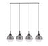 Atmore Black 4 Light Pendant with 4 Smoke Fade Globe Glass Shades