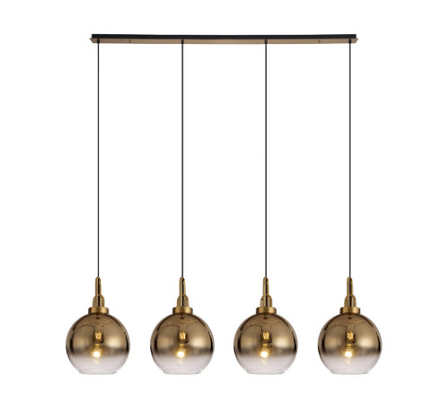 Atmore Brass 4 Light Pendant with 4 Gold Fade Globe Glass Shades