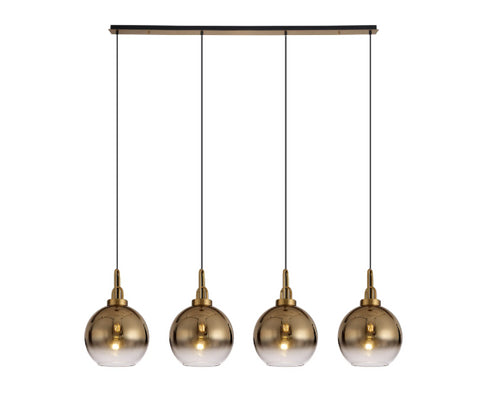 Atmore Brass 4 Light Pendant with 4 Gold Fade Globe Glass Shades