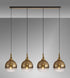Atmore Brass 4 Light Pendant with 4 Gold Fade Globe Glass Shades