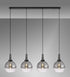 Atmore Black 4 Light Pendant with 4 Smoke Fade Globe Glass Shades