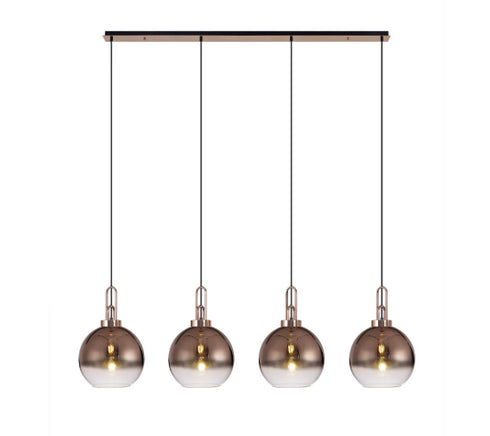 Atmore Copper 4 Light Pendant with 4 Copper Fade Globe Glass Shades
