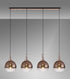 Atmore Copper 4 Light Pendant with 4 Copper Fade Globe Glass Shades