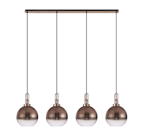 Atmore Copper 4 Light Pendant with 4 Copper Fade Globe Glass Shades