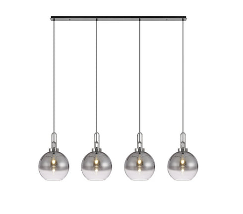 Atmore Nickel 4 Light Pendant with 4 Smoke Fade Globe Glass Shades