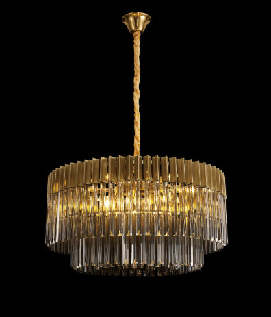 Kuna Nickel/Clear Pendant Round 12 Light 80cm