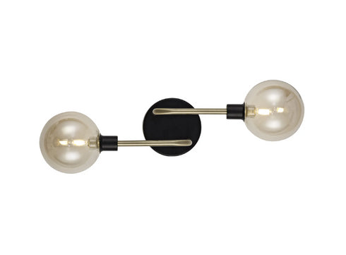 Delian 2 Light Black & Gold Wall Light