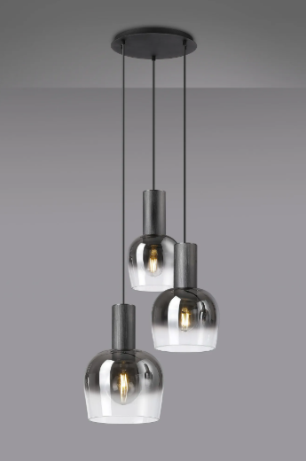 Casper Round Pendant Gunmetal With Satin Black/Smoke Fade Glass Shades