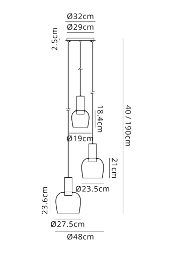 Casper Round Pendant Gunmetal With Satin Black/Smoke Fade Glass Shades