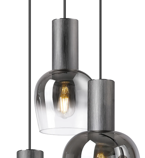 Casper Round Pendant Gunmetal With Satin Black/Smoke Fade Glass Shades