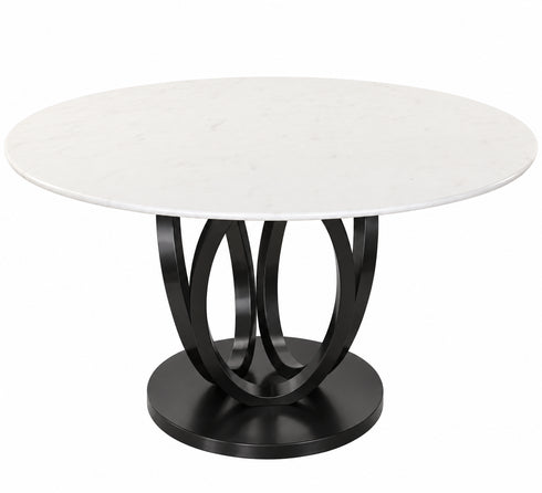 PRE-ORDER Zara 4 Seater Round Dining Table Black - White Marble